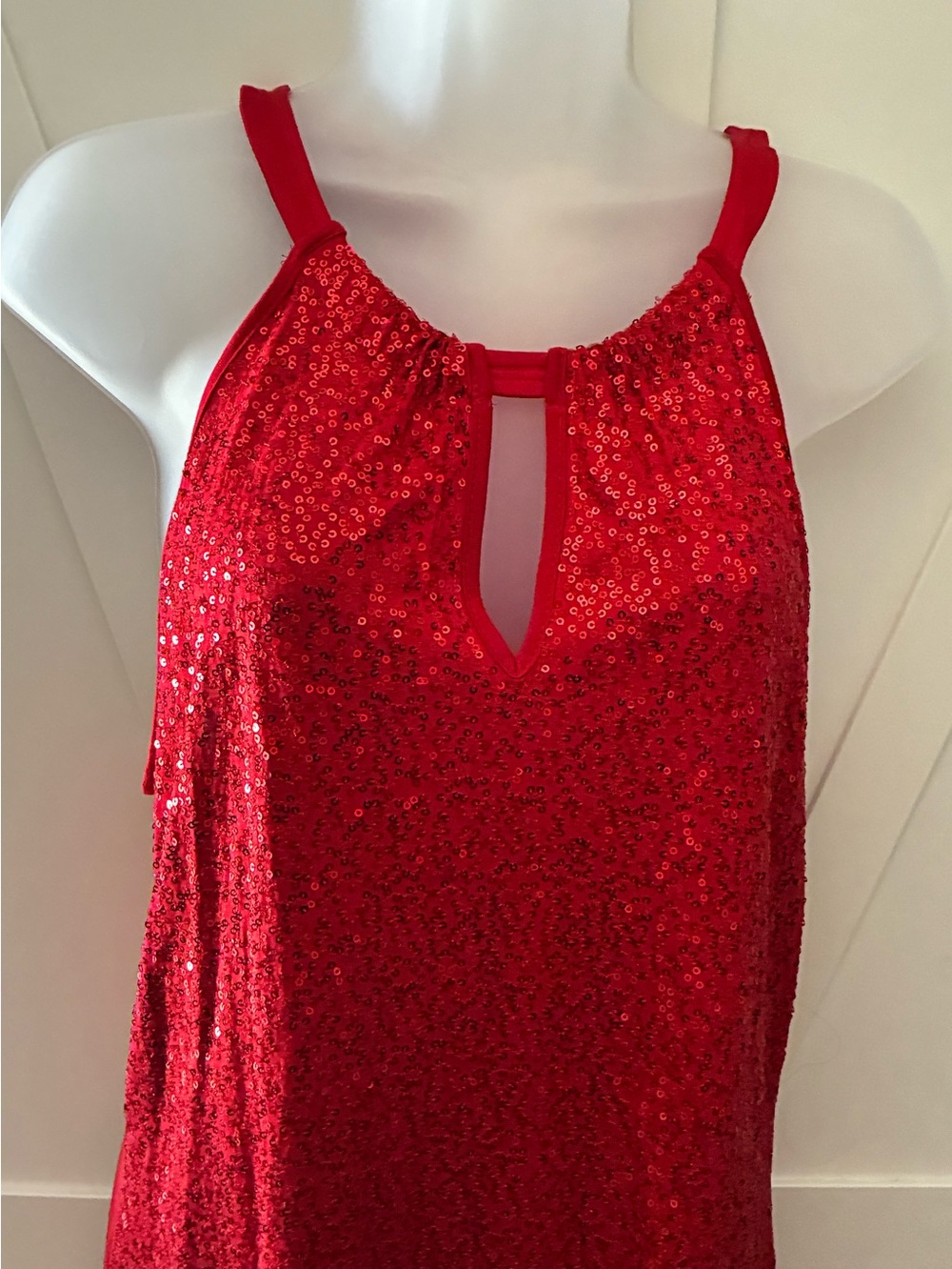 INC International Concepts Red Halter Top with Hook Closure